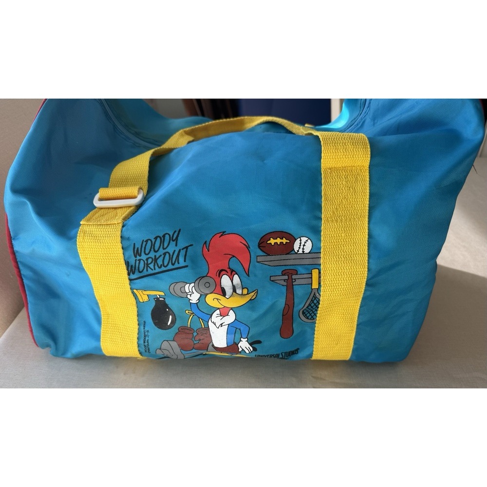 Vintage Woody Woodpecker Large Zipper Duffle Bag Thrashed Universal Studios
